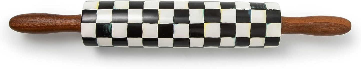 MACKENZIE-CHILDS Rolling Pin for Baking with Courtly Check Design