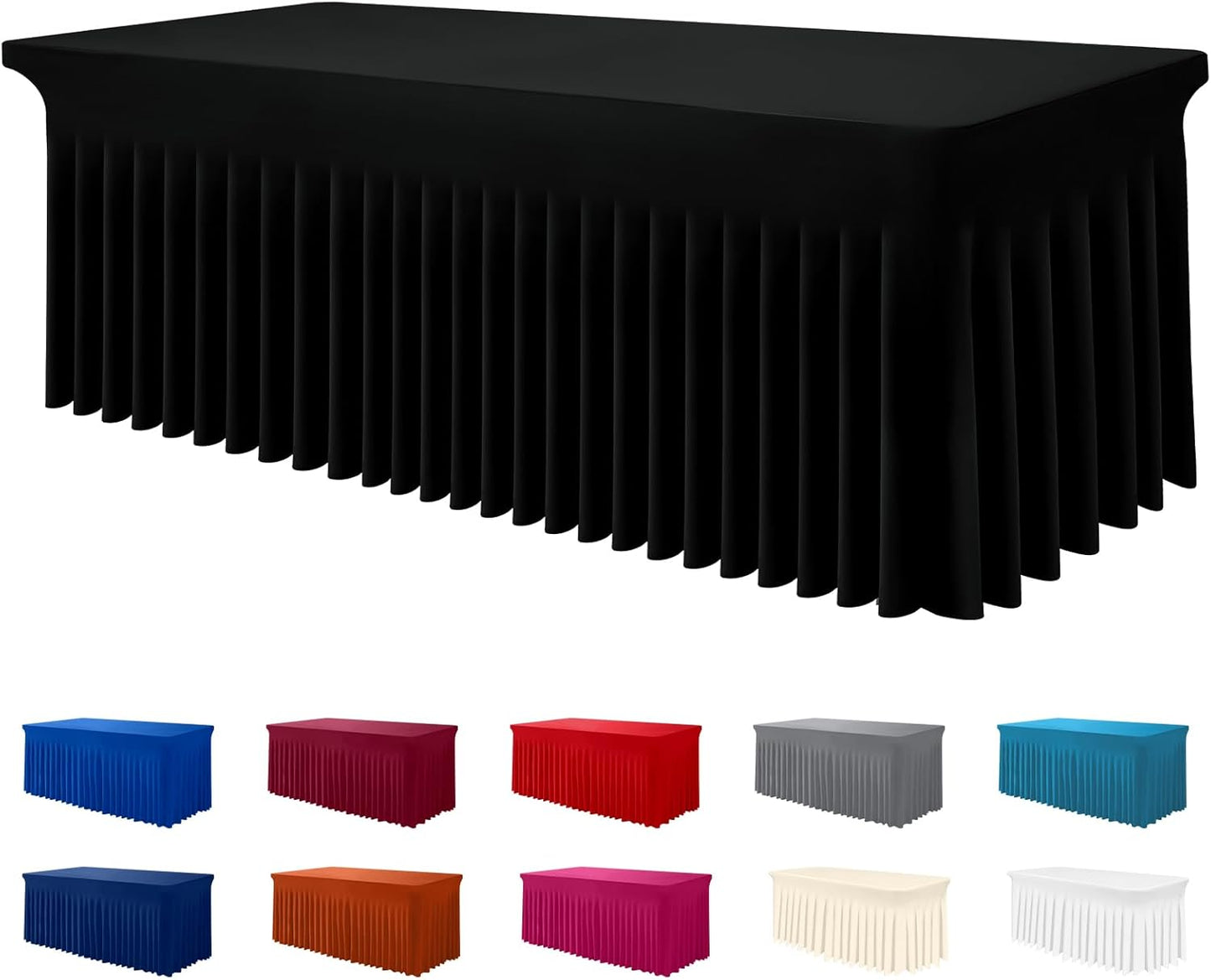 Smiry Spandex Tablecloth for 8FT Rectangle Tables - Black