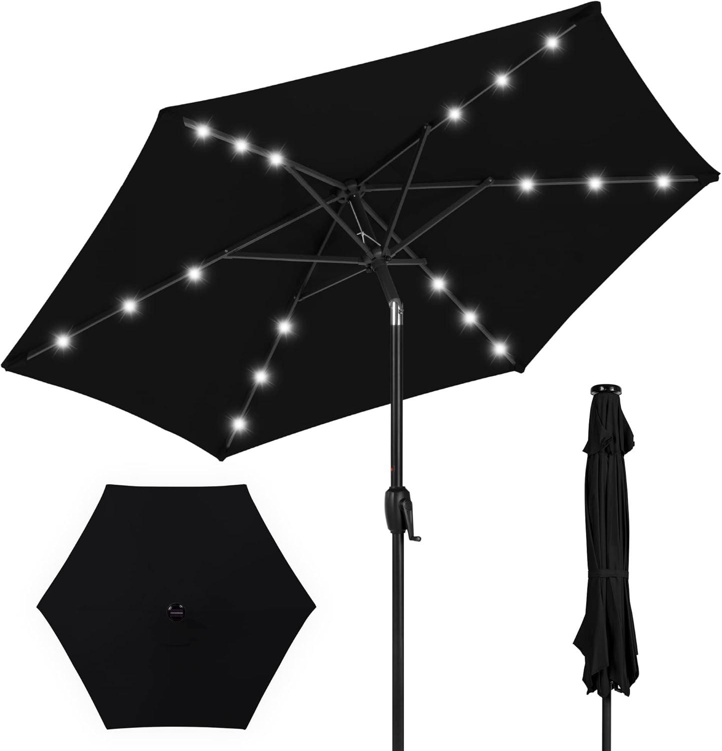 7.5ft Outdoor Solar Market Table Patio Umbrella with LED Lights