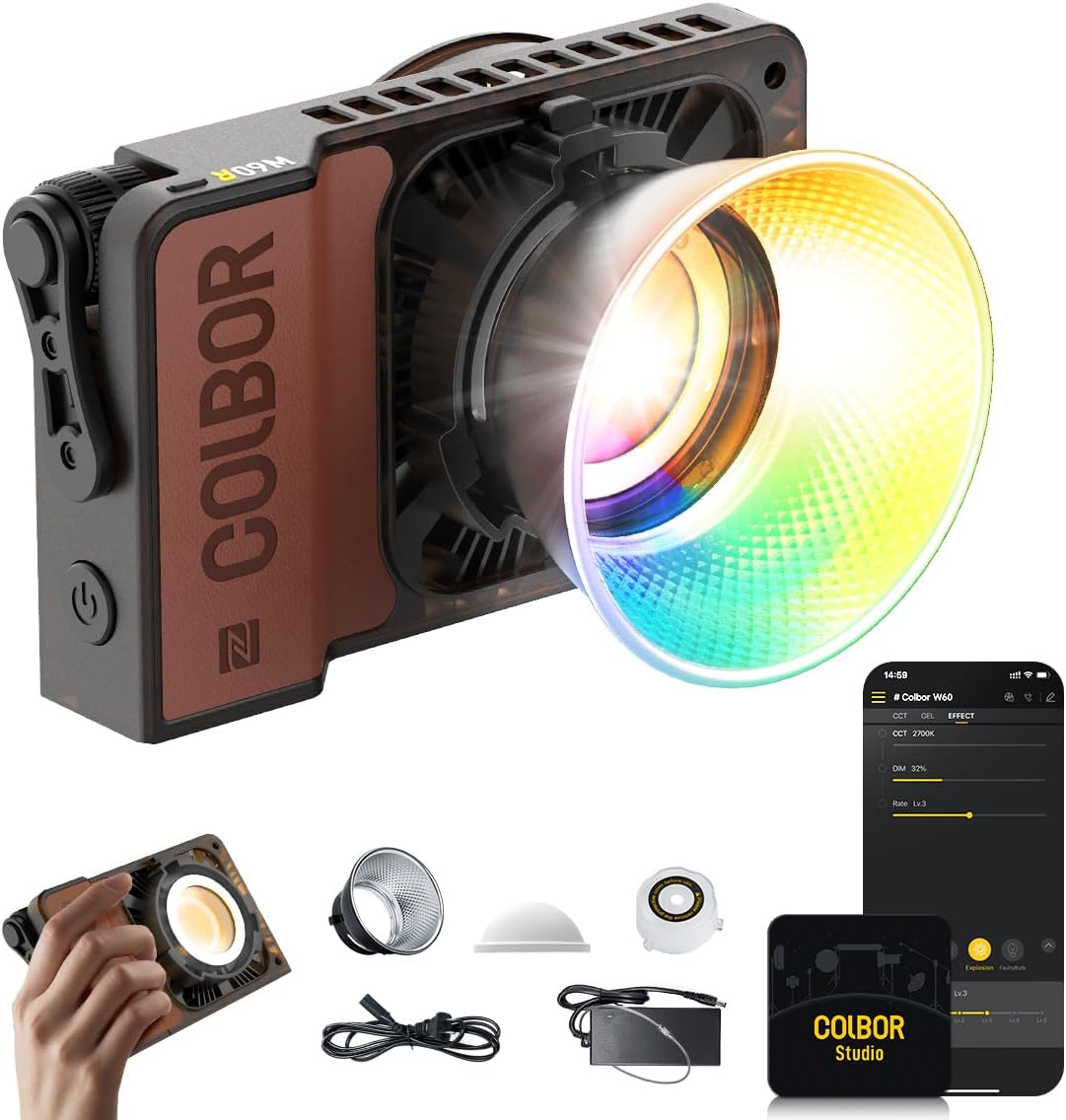 COLBOR W60R RGB COB Continuous Output Lighting for Photography