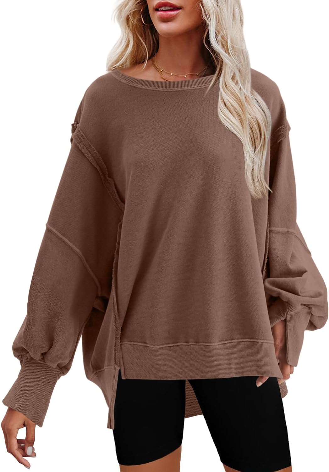Nirovien Womens Oversized Crewneck Sweatshirt for Stylish Comfort