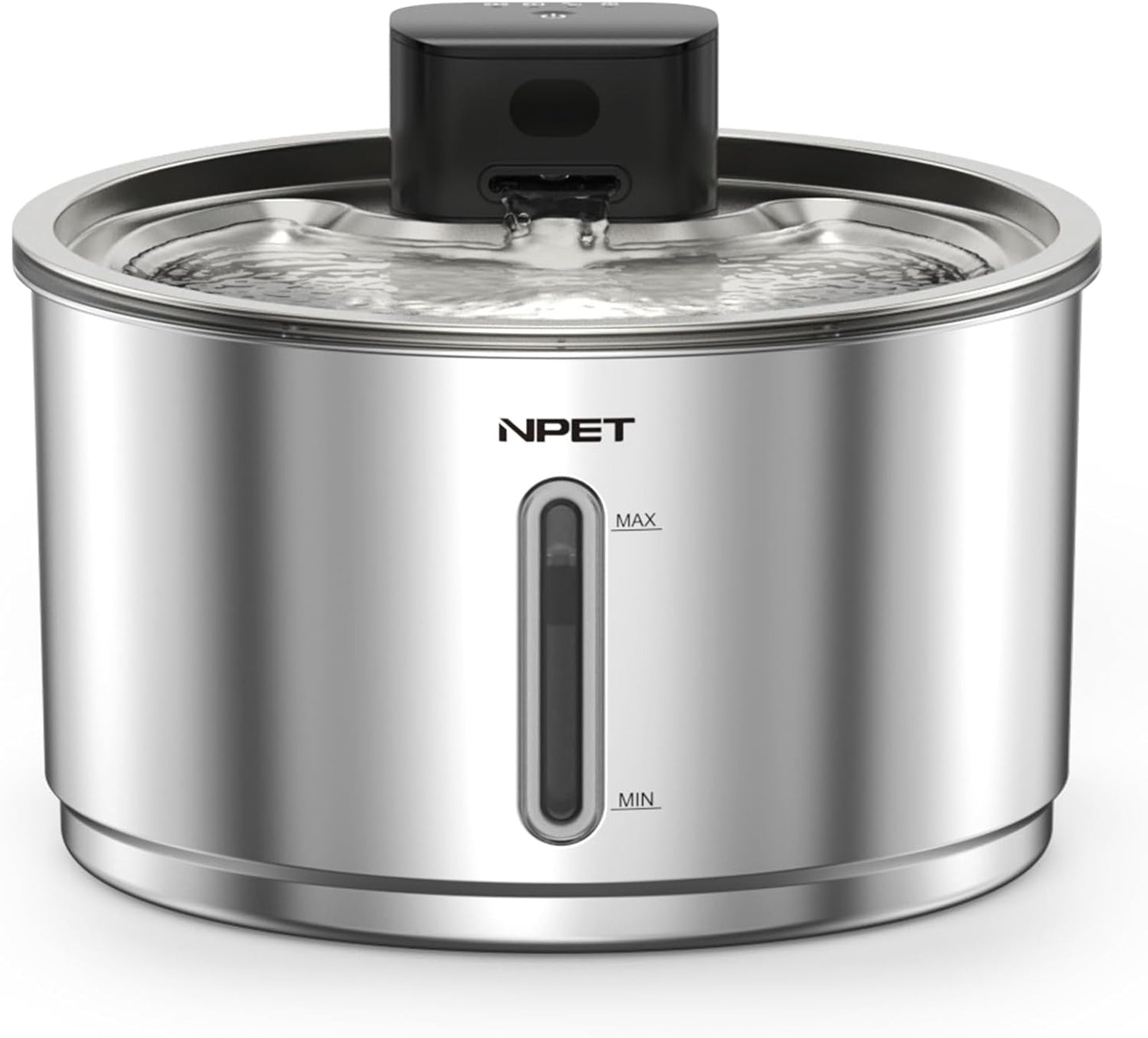 NPET Stainless Steel Wireless Cat Fountain for Hydration Needs