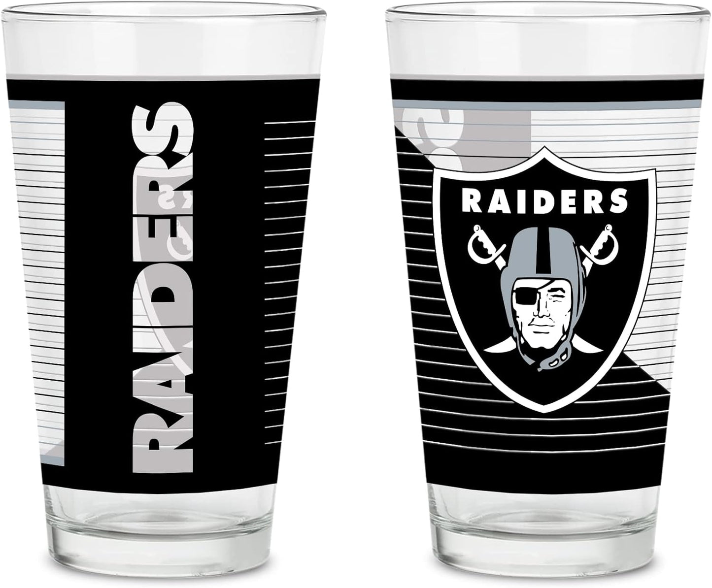 NFL Football Pint Glasses Set of 2 with Digitally Printed Logo