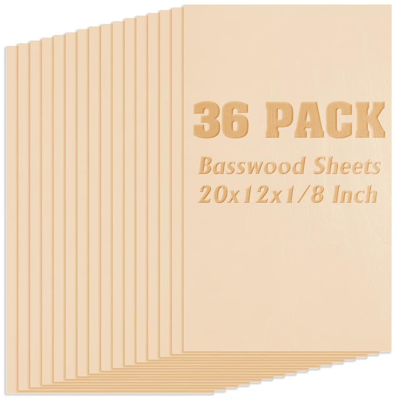 36 Pack Basswood Sheets for Crafts and DIY Projects Unfinished