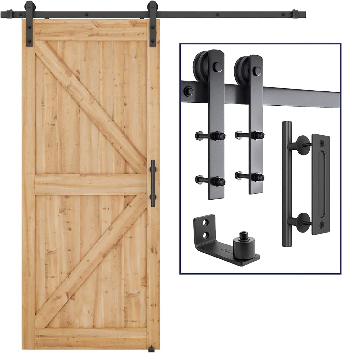 SMARTSTANDARD 6.8 FT Heavy Duty Sliding Barn Door Hardware Kit
