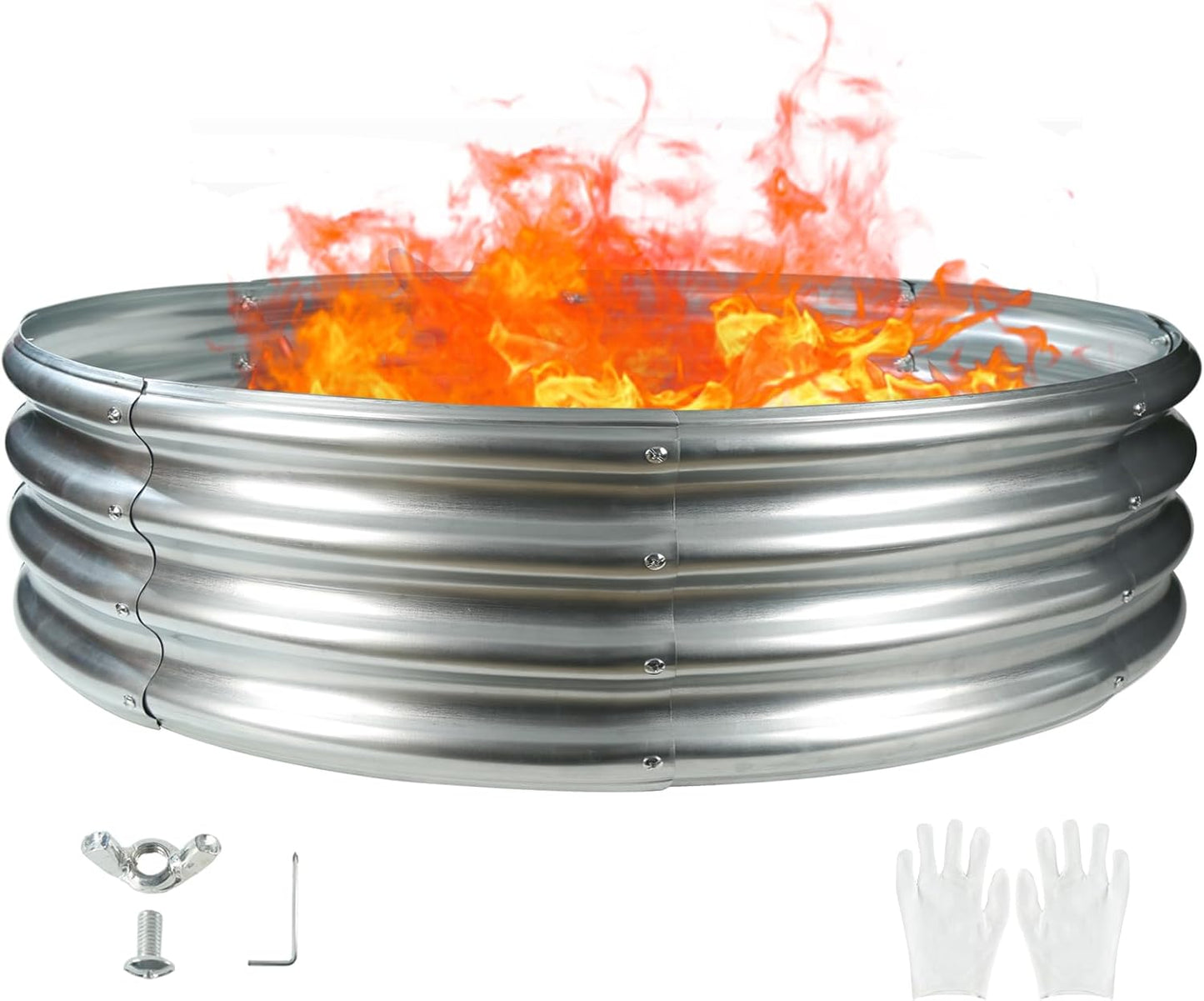 5FT Diameter Galvanized Steel Fire Pit for Backyard Bonfires