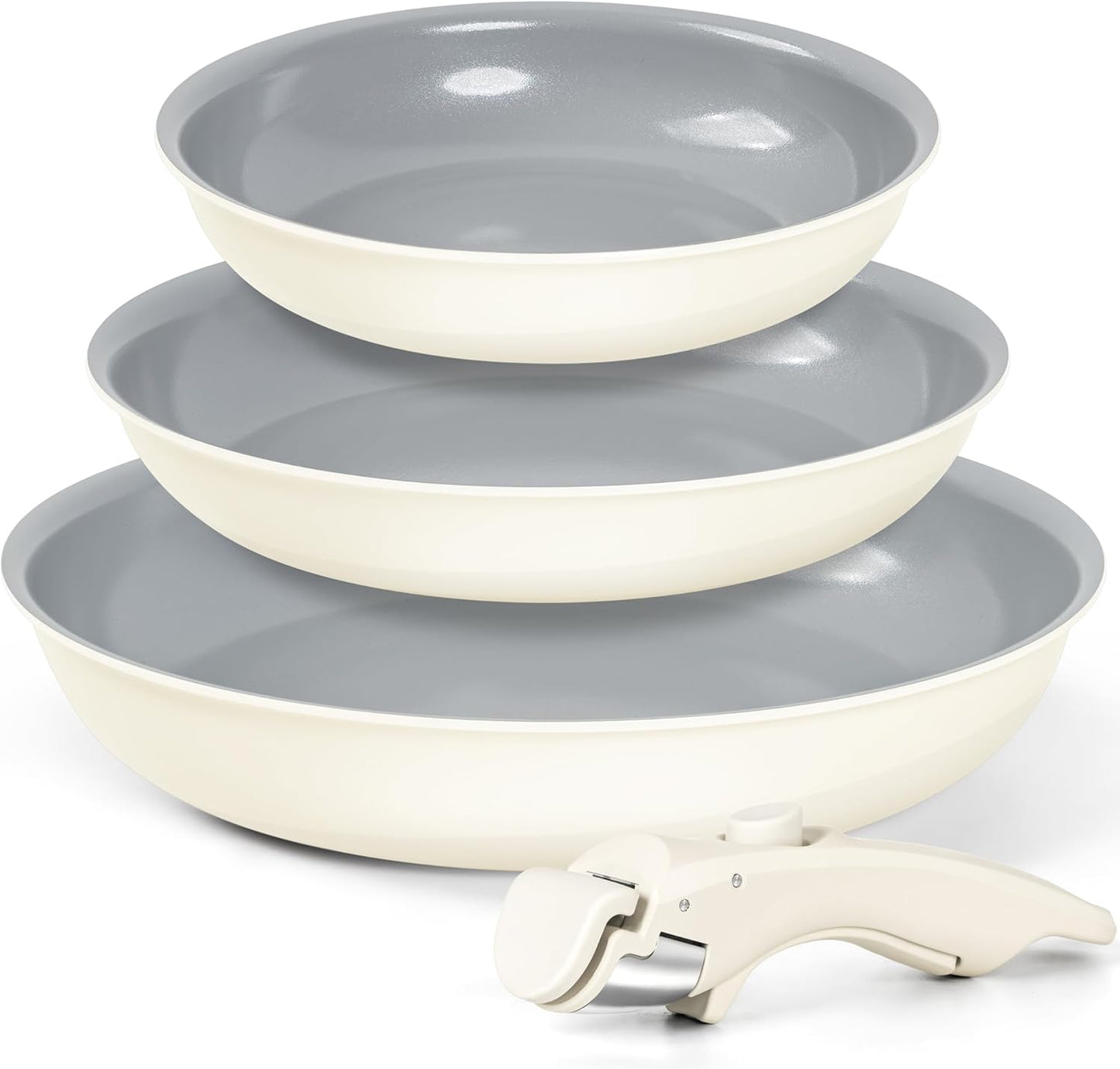 MICHELANGELO Ceramic Frying Pan Set - Stackable Nonstick Skillets