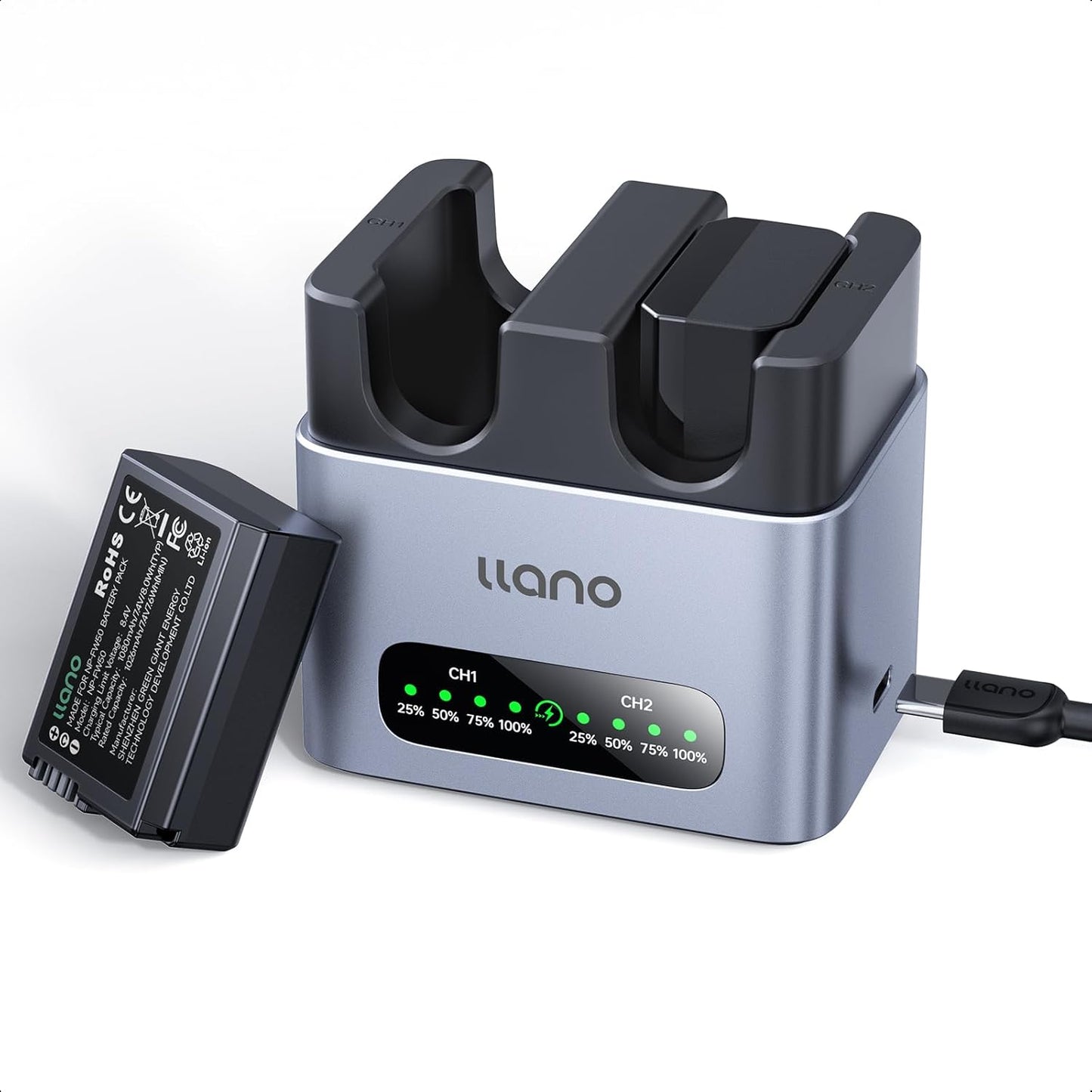 llano NP-FW50 Battery & Fast Charger Set for Sony Cameras