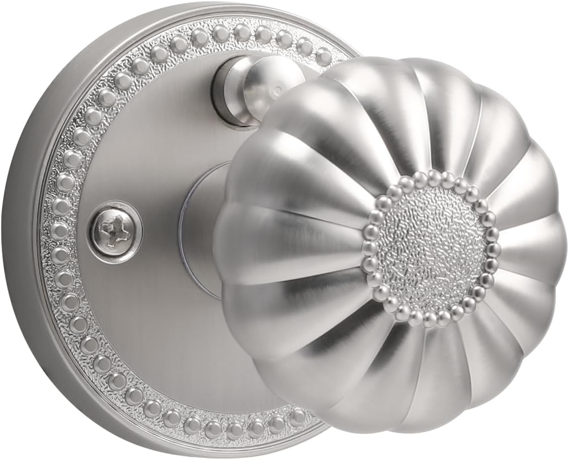 Brushed Nickel Door Knobs with Lock for Bedroom and Bathroom