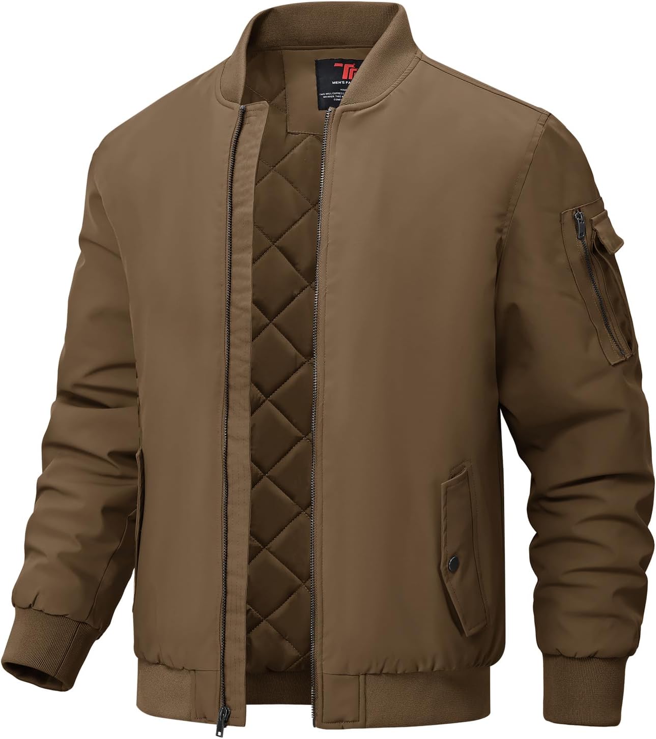 BGOWATU Men's Windproof Quilted Bomber Jacket for Winter Wear