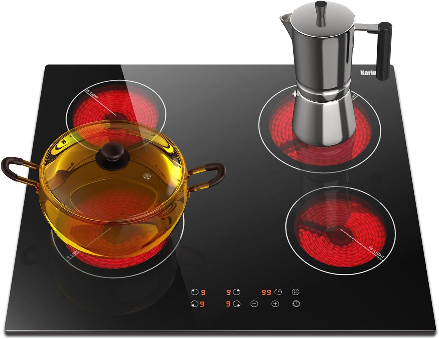 Karinear 24 Inch Drop-in Electric Cooktop with 4 Burners
