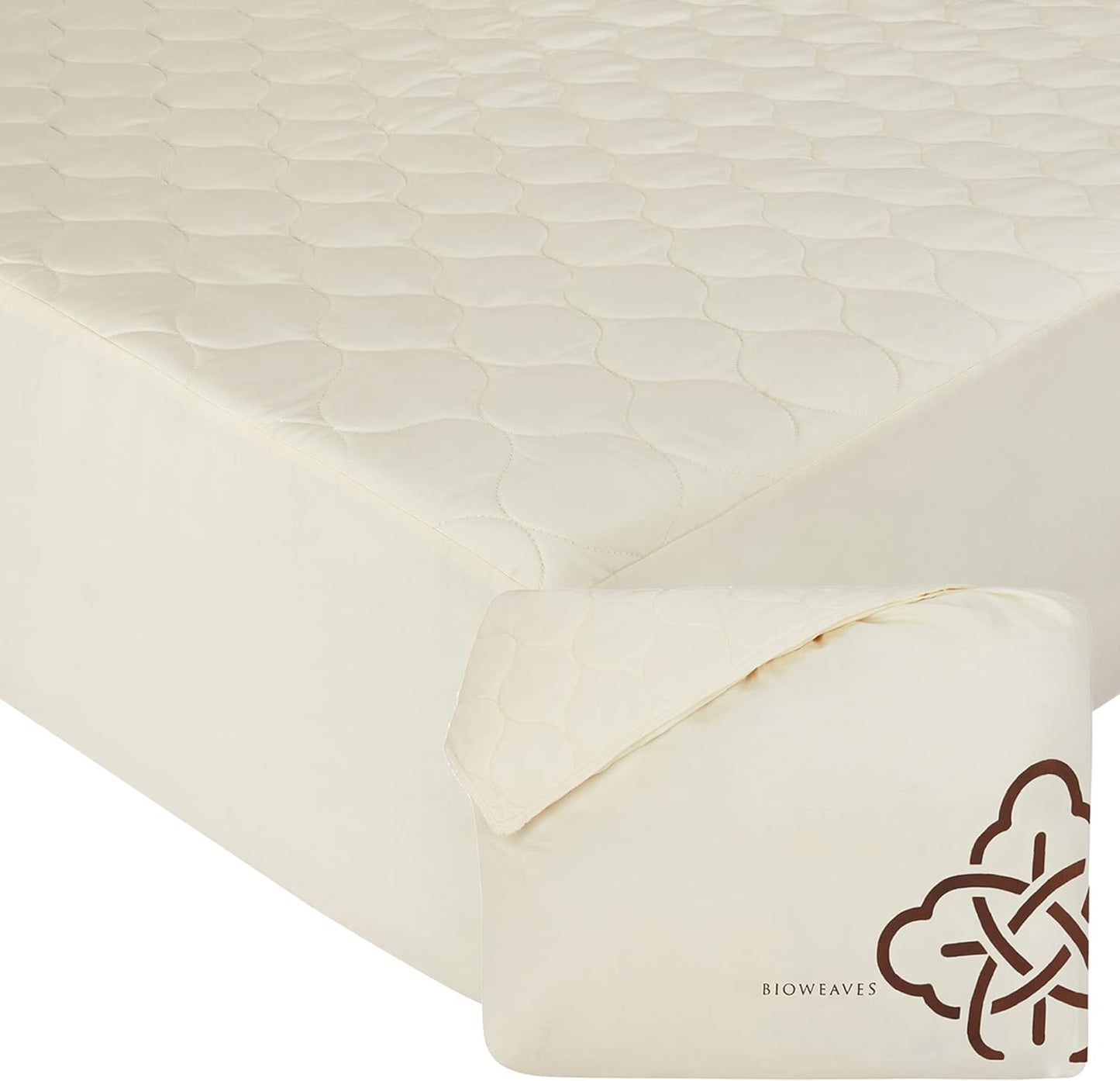 Bioweaves Organic Cotton Mattress Pad Cover for Queen Size Beds