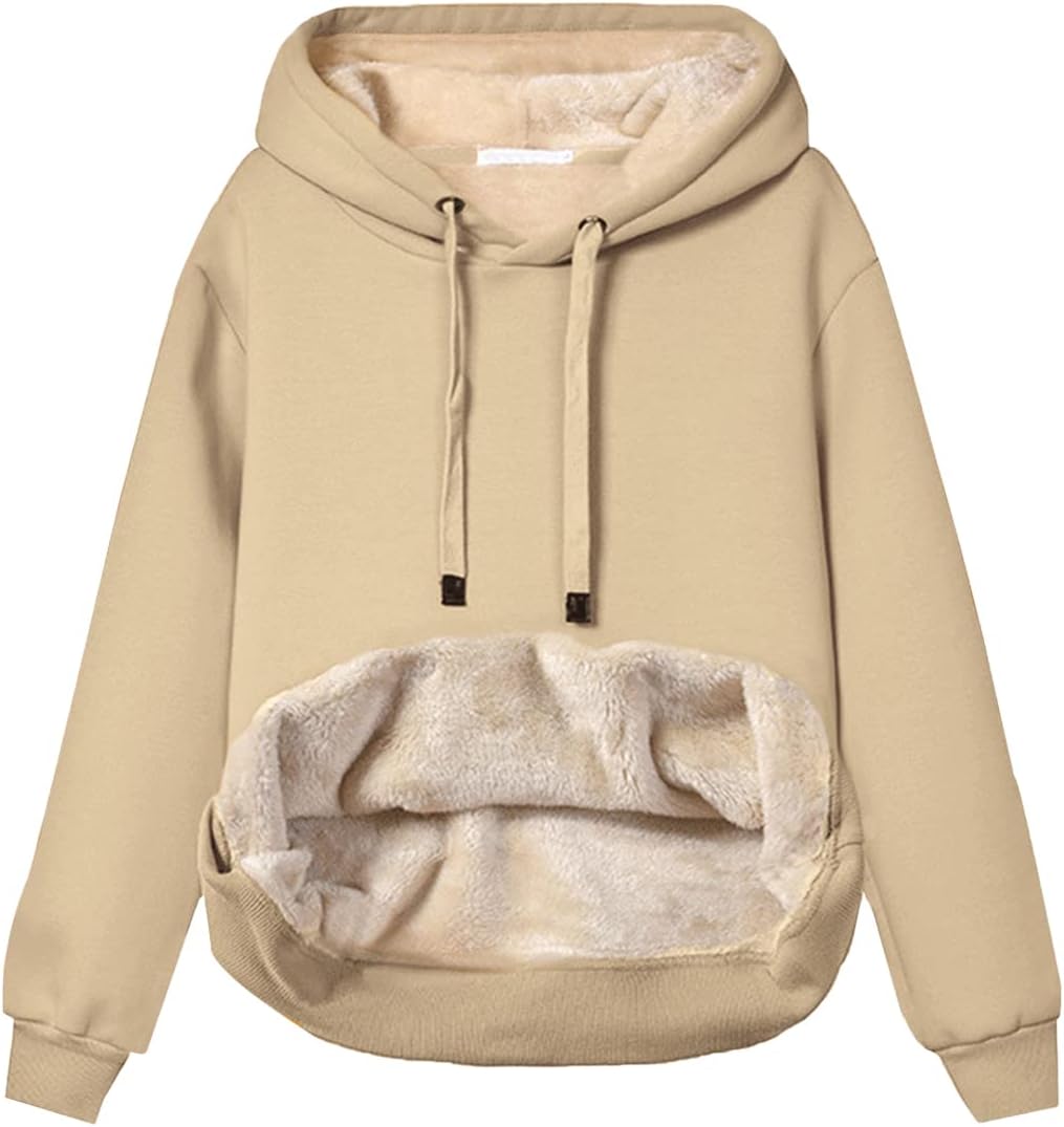 Womens Winter Hoodies Sherpa Lined Pullover Sweatshirt for Comfort