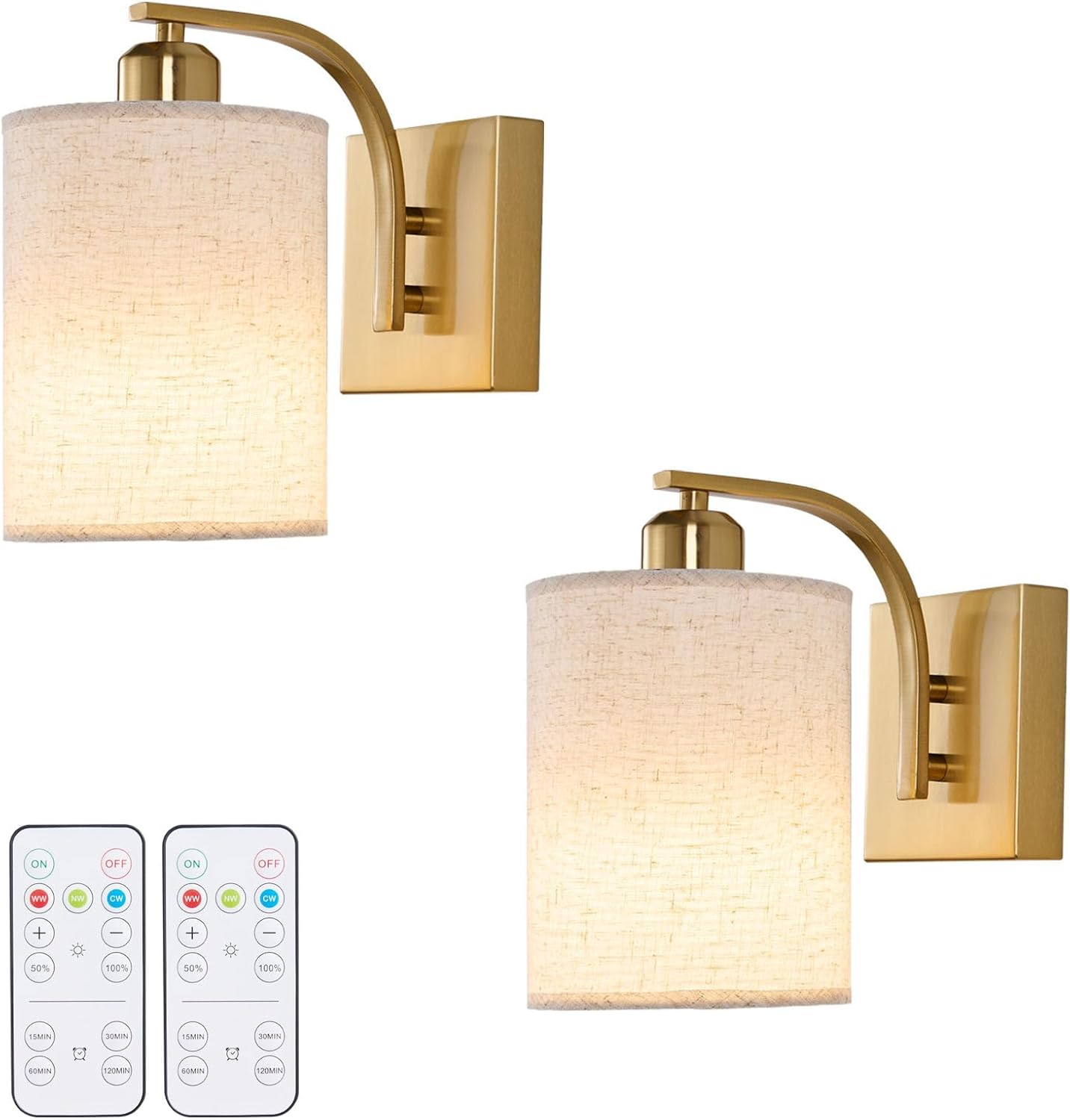 Gold Rechargeable Battery Operated Wall Sconces Set of 2