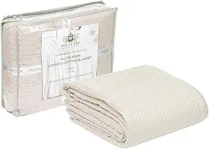 HILLFAIR 100% Combed Cotton Blanket for All Seasons Comfort