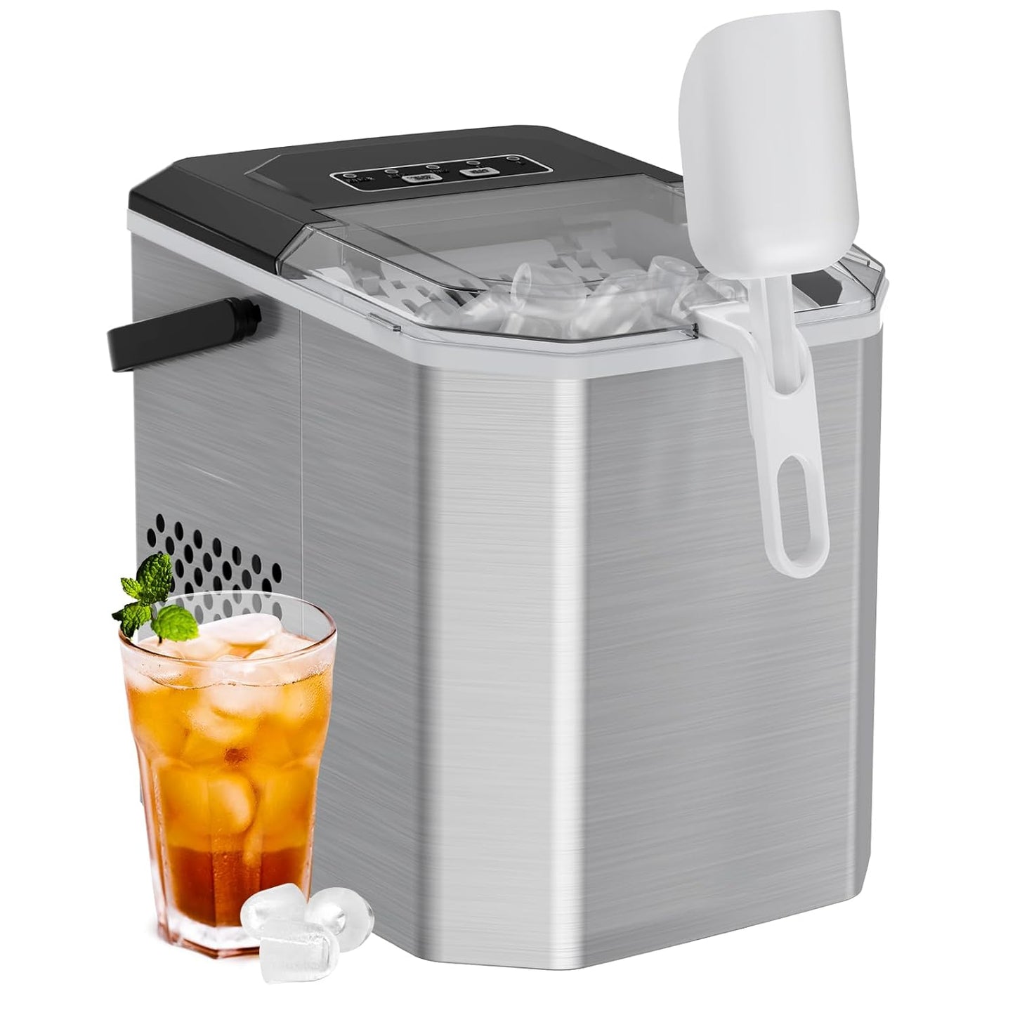 Portable Stainless Steel Ice Maker with Self-Cleaning Function