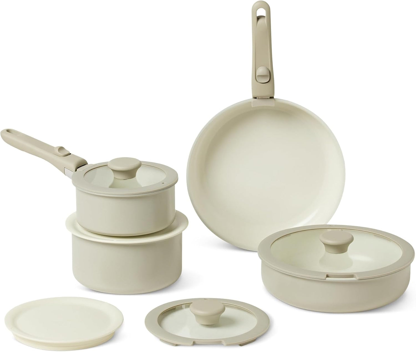 Nonstick Stackable Cookware Set with Detachable Handles, 11-Piece
