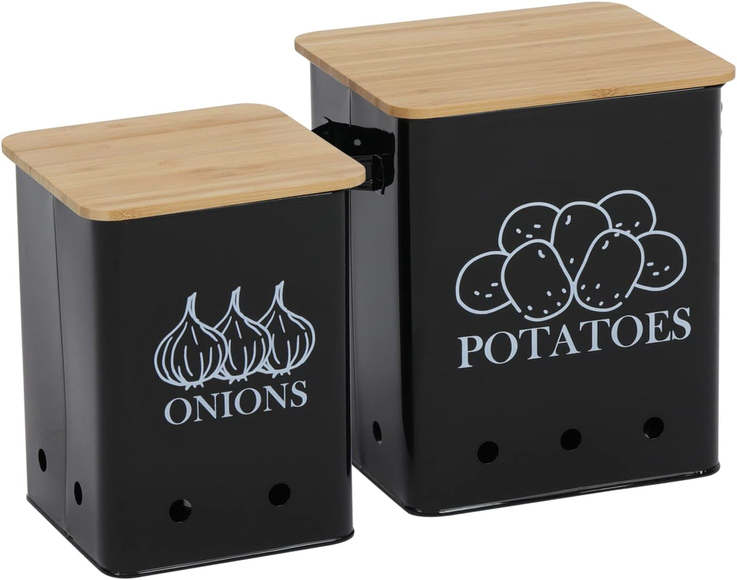 Kitchen Vegetable Storage Tins Set of 2 for Potatoes and Onions