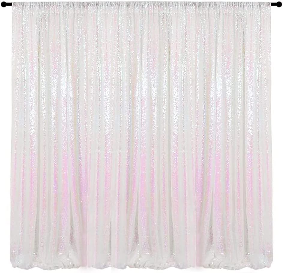 Iridescent White Sequin Curtain - Sparkle in Style!