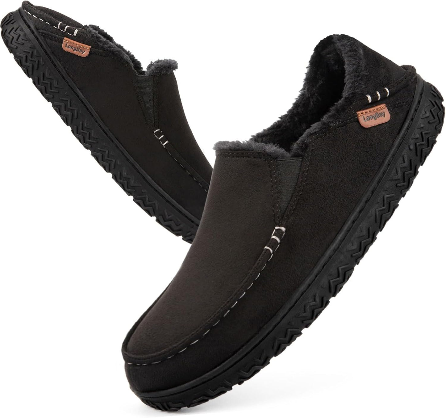 LongBay Men's Moccasin Slippers for Cozy Indoor Outdoor Wear