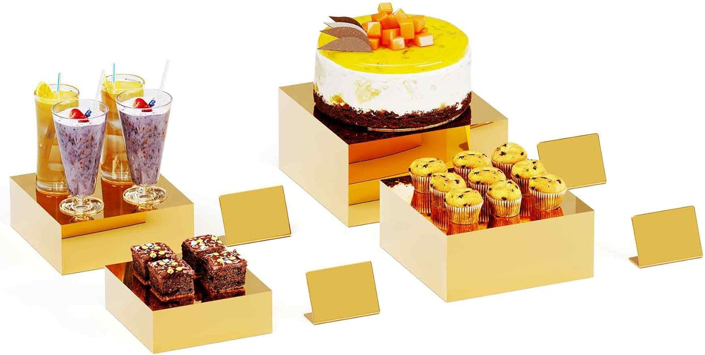 Buffet Risers with Mini Signs for Elegant Food Display