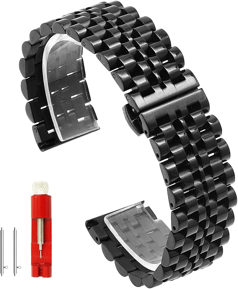 SINAIKE 7-Row Stainless Steel Watch Band - Dressy Quick Release Straps for Men & Women