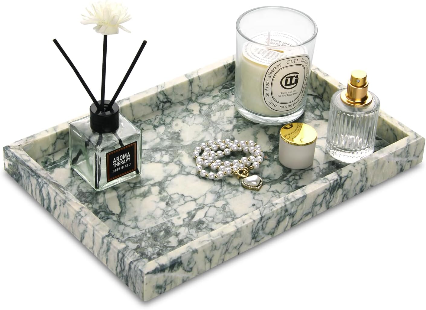Natural Marble Bathroom Vanity Tray for Elegant Home Decor