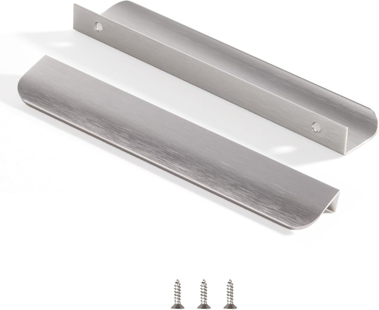 Edge Finger Tab Pulls for Cabinets - Modern Brushed Nickel Style