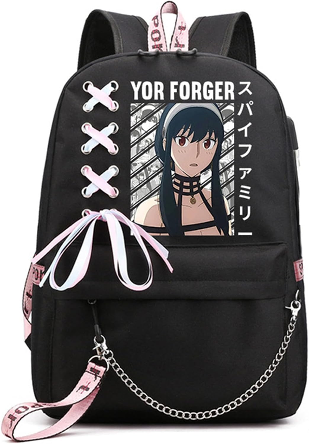 ISaikoy Anime Anya Forger Backpack with USB Port for School