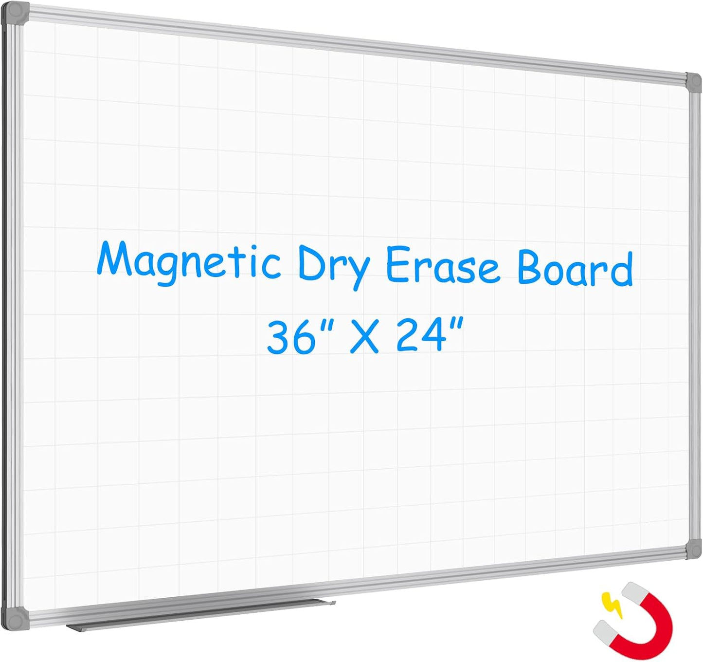 Magnetic Dry Erase Planning Board with Gray Grid Pattern 36 x 24 in