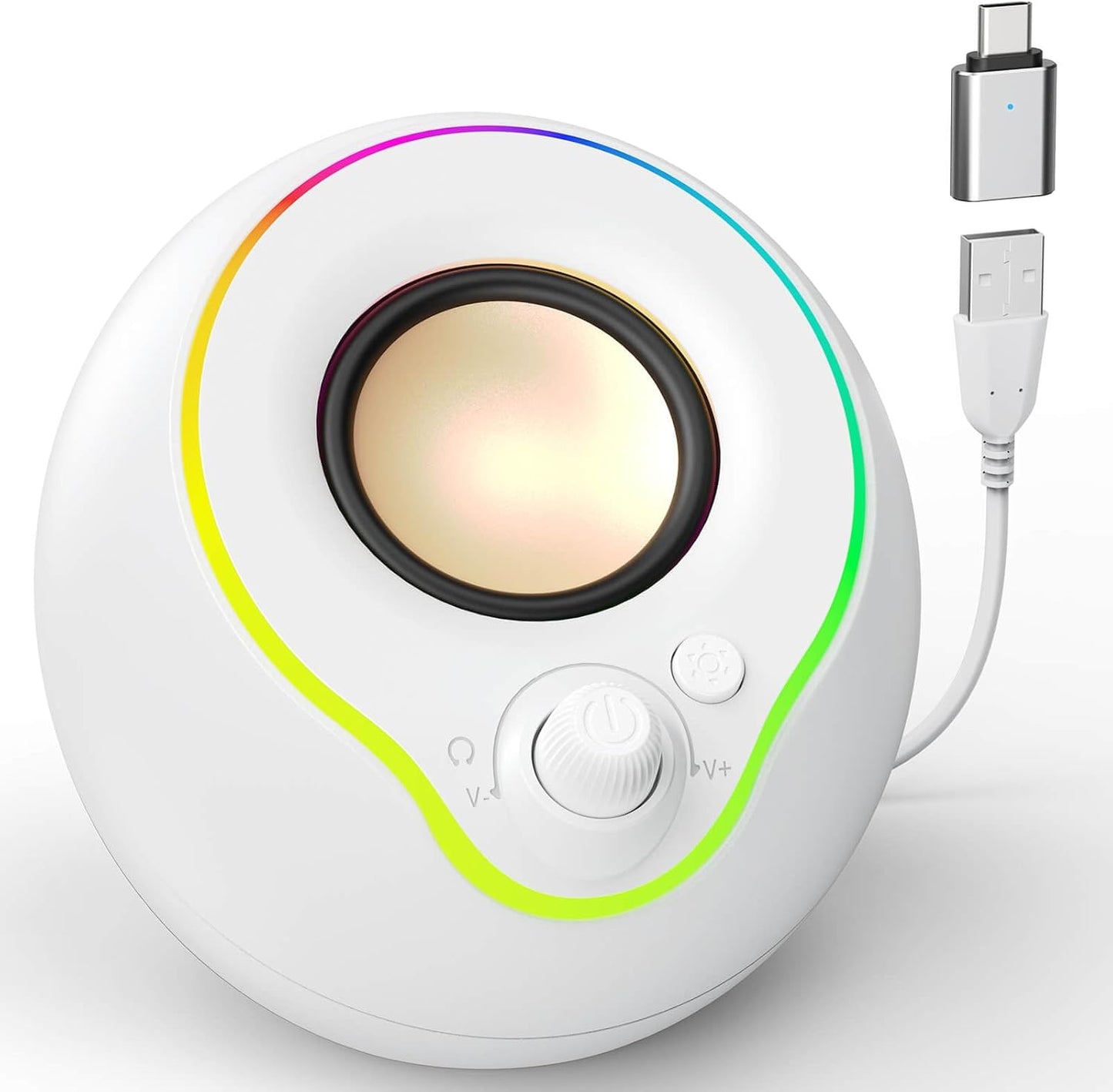 LENRUE USB Computer Speakers: Loud Clear Sound & Colorful Lights