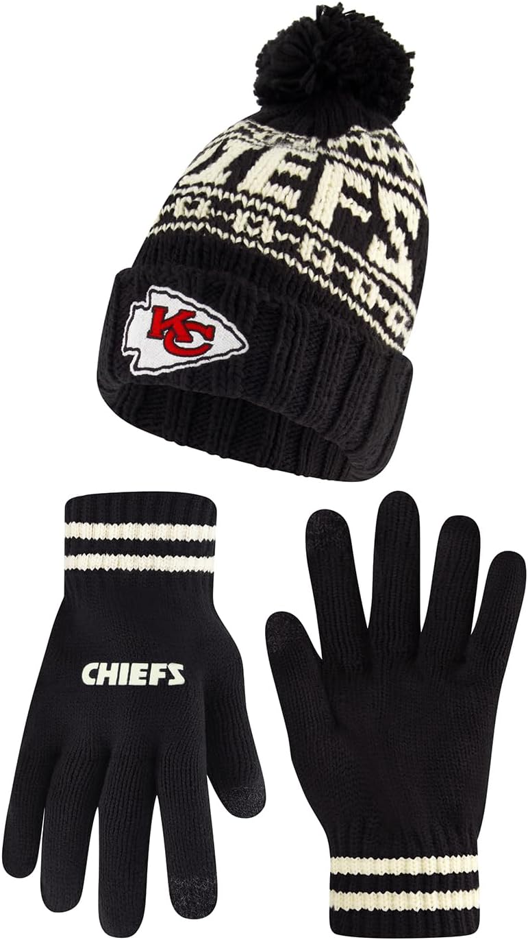 Ultra Game NFL Official Super Soft Cable Knit Beanie & Gloves