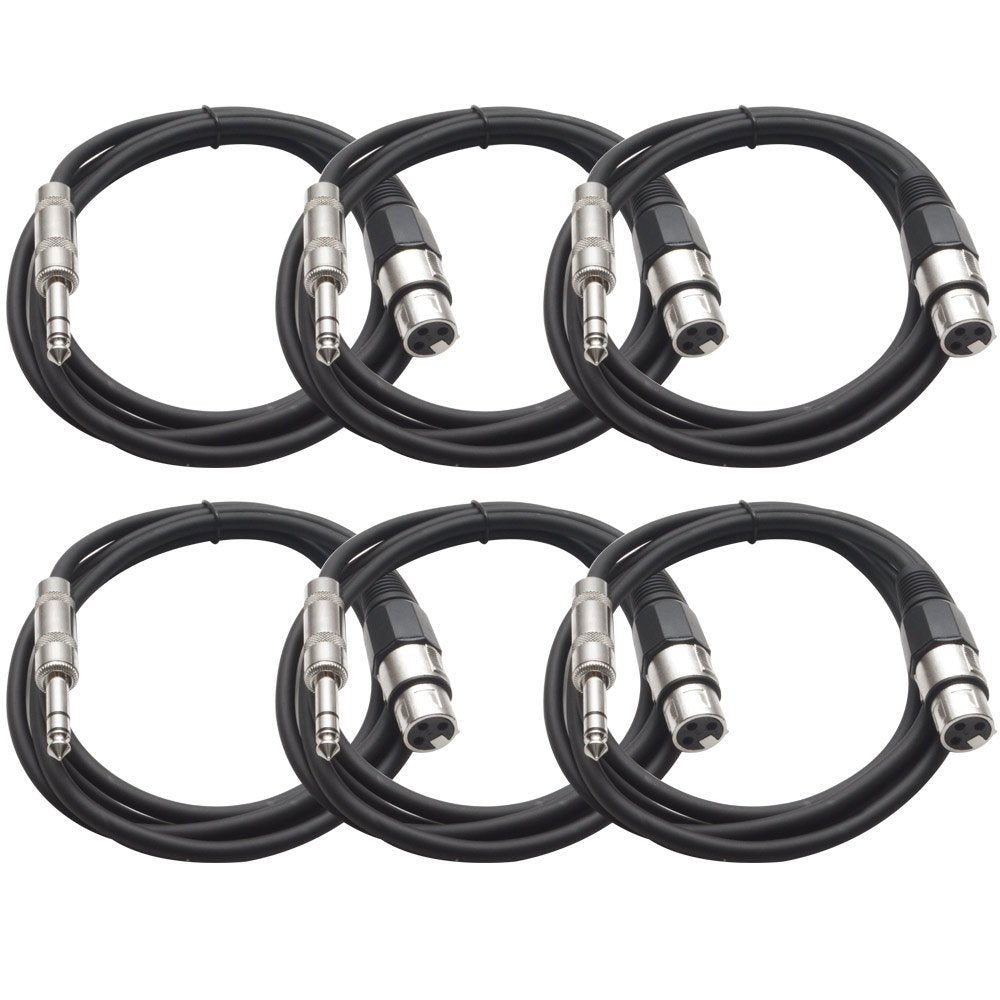 Seismic Audio SATRXL-F6 Black 6ft XLR Female to 1/4in TRS Cables