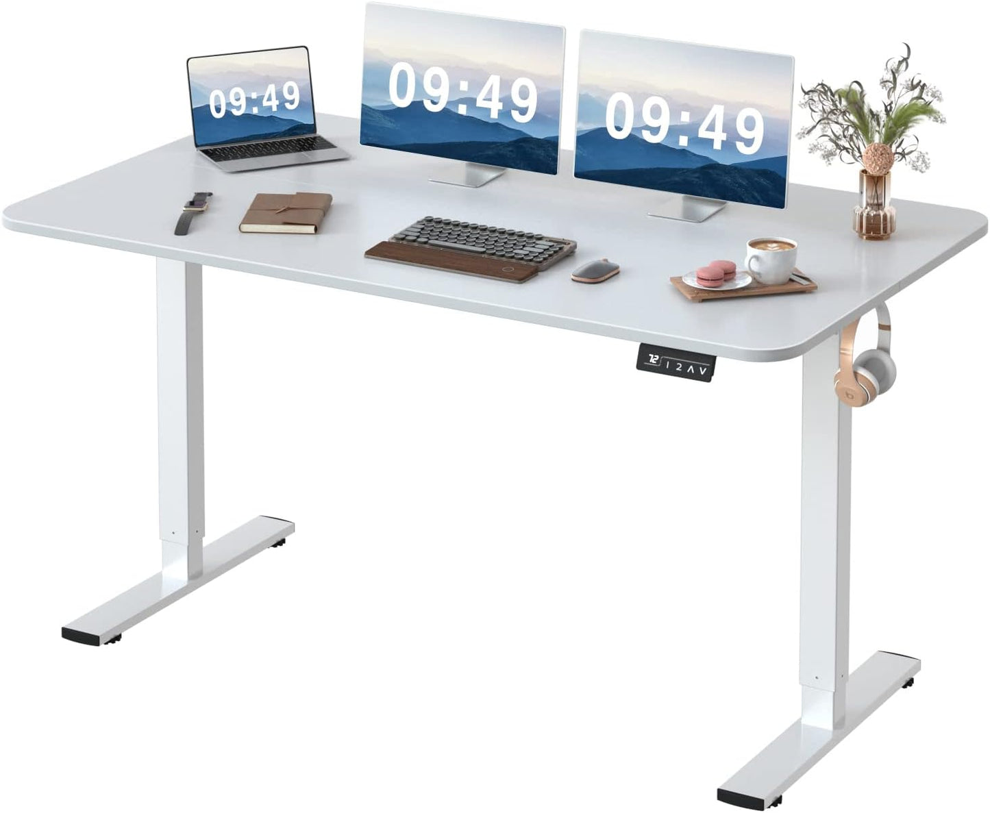 Furmax Electric Standing Desk: Spacious 55x24 - Memory Preset - White