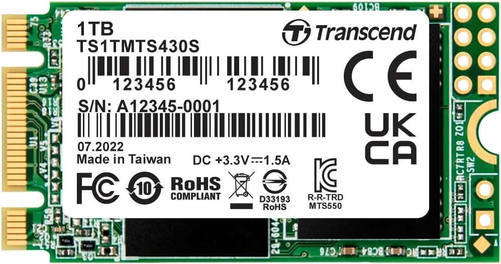 Transcend 1TB M.2 2242 SATA III SSD for Ultrabooks and PCs