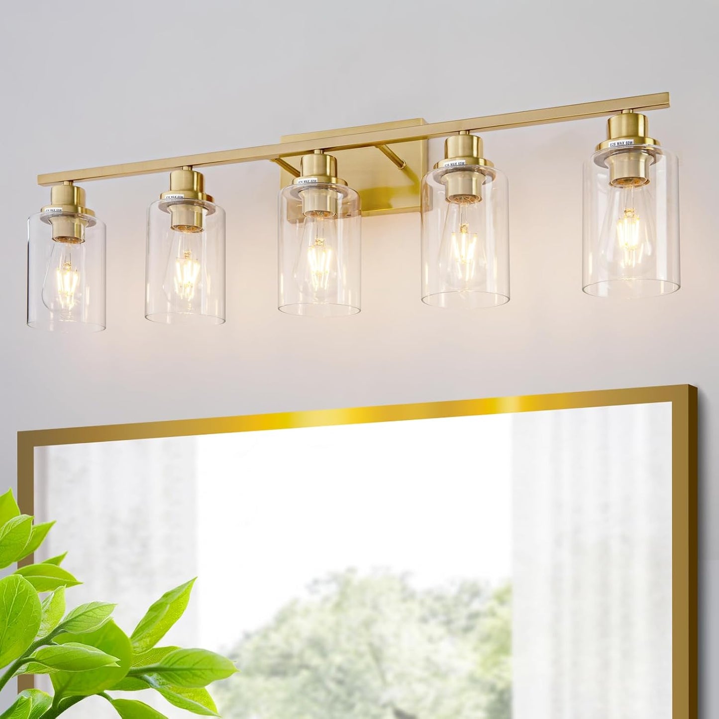 5 Light Gold Bathroom Light Fixtures for Modern Wall Lighting