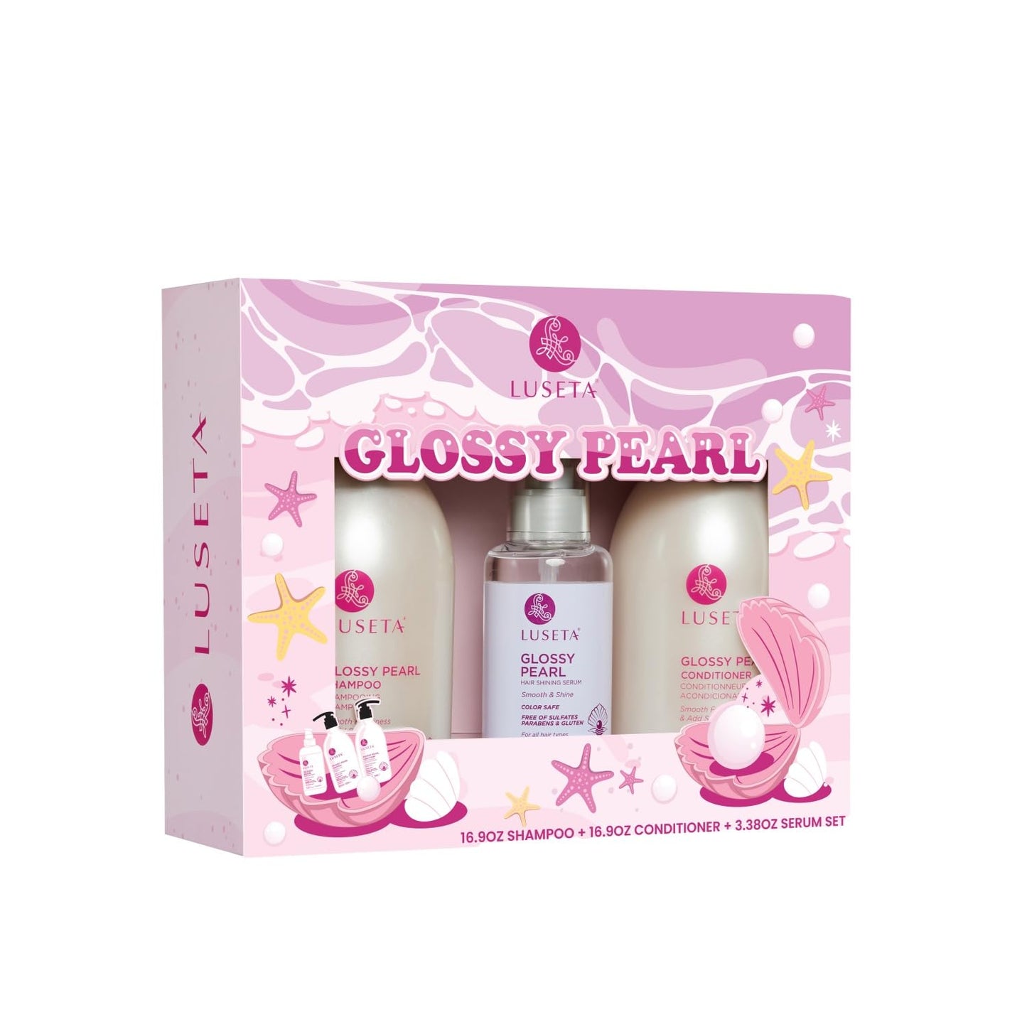 Luseta Glossy Pearl Trio Hair Care Set for Smooth, Shiny Hair