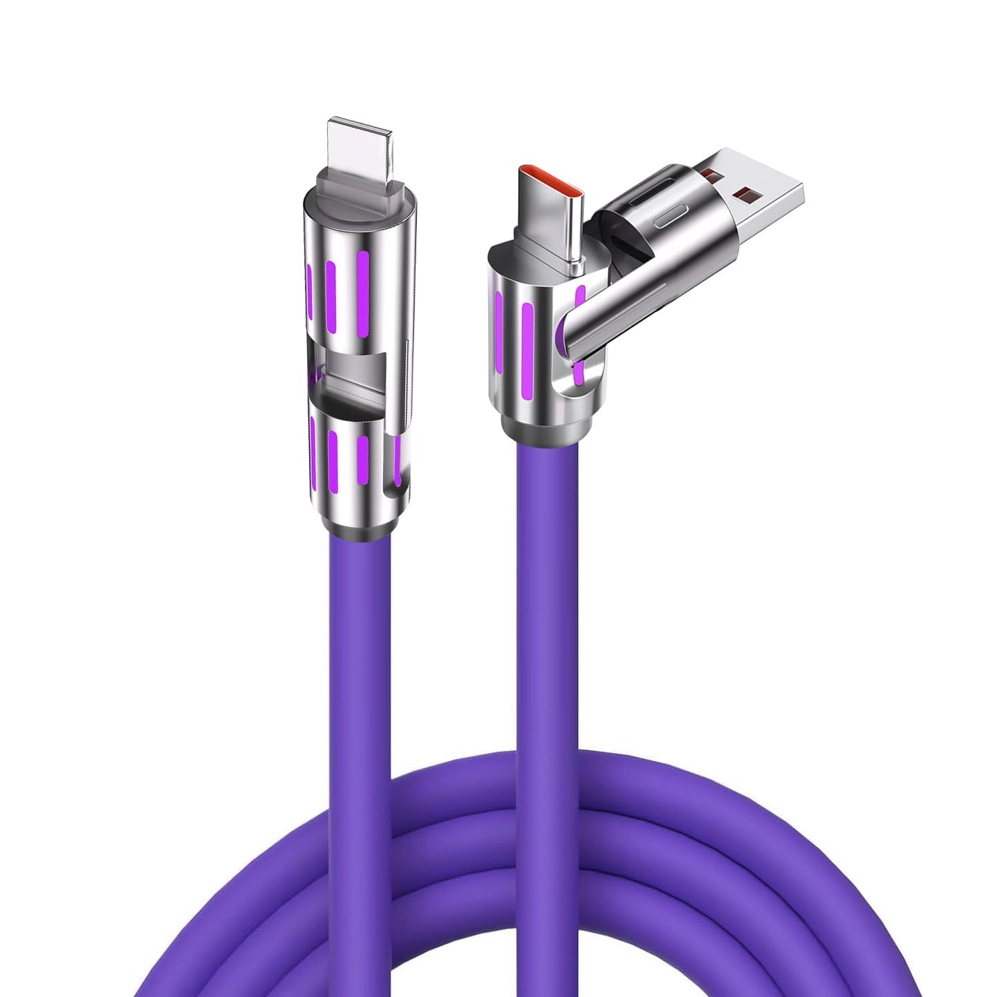 240W Fast Charge 4-in-1 USB Cable - iPhone, Galaxy, MacBook Compatible
