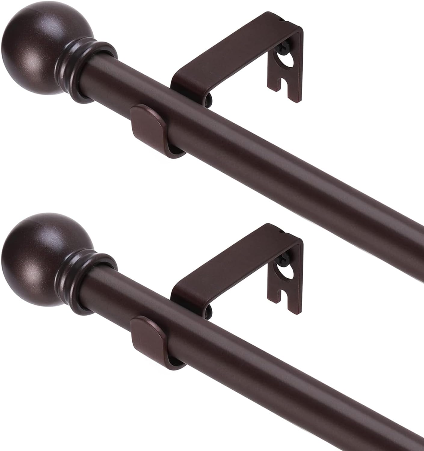 Heavy Duty 2 Pack 32-48 Brown Curtain Rods Set