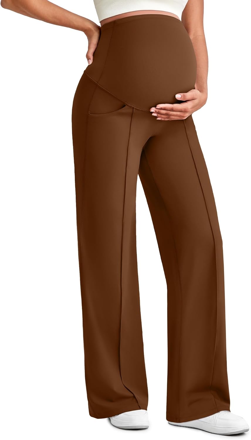 G4Free Maternity Dress Yoga Pants with Pockets for Comfort