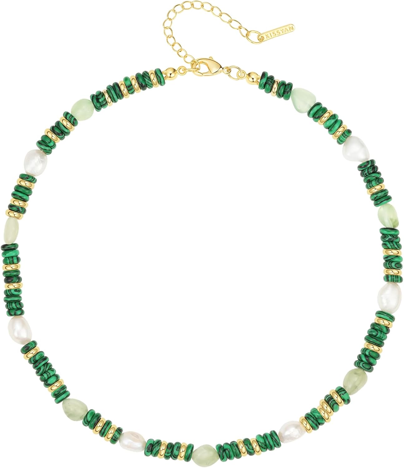 KissYan Beaded Gemstone Necklace for Women, Colorful Boho Style