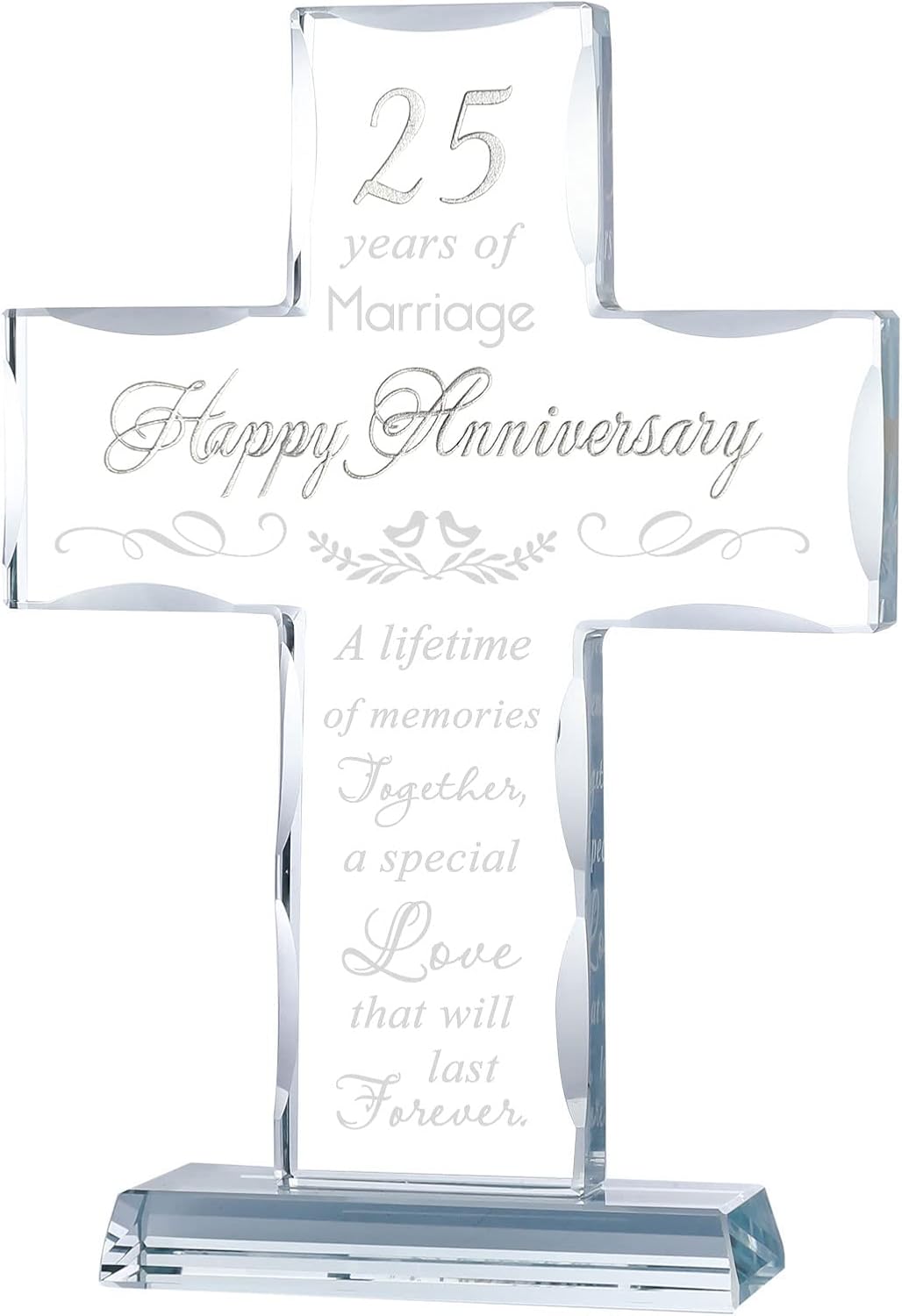 YWHL 25th Wedding Anniversary Glass Cross Gifts for Couples