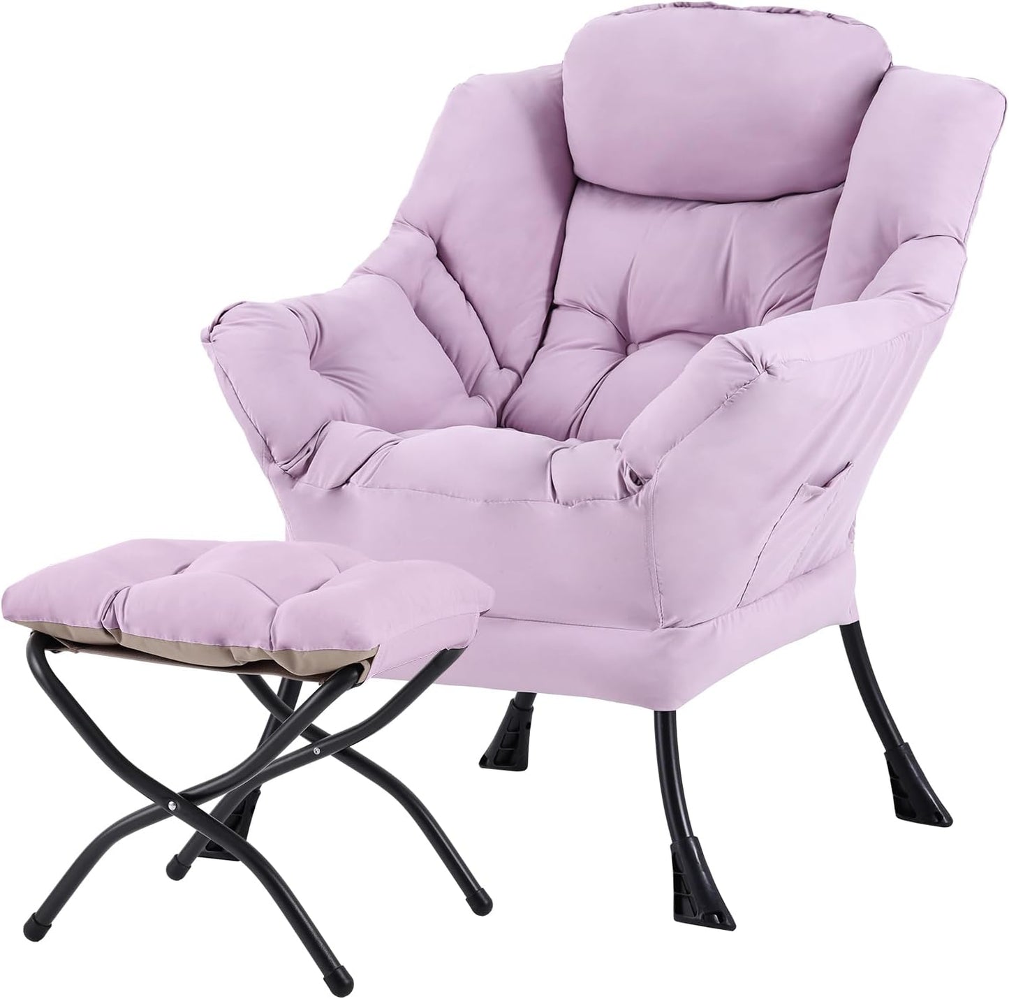 Tiita Lazy Chair with Ottoman: Comfy Accent Lounge Armchair