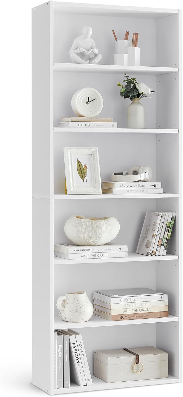 VASAGLE CUSTOS 6-Tier Bookcase for Stylish Open Storage