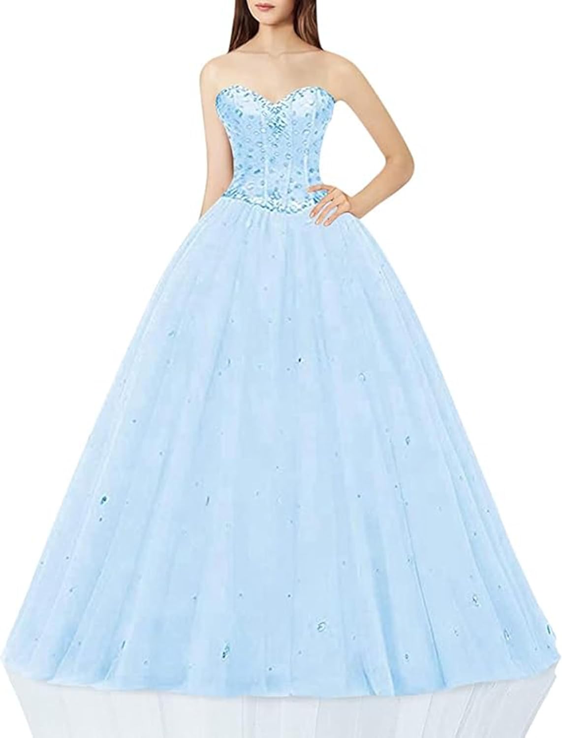 Women's Sweetheart Ball Gown Tulle Quinceanera Dresses for Prom