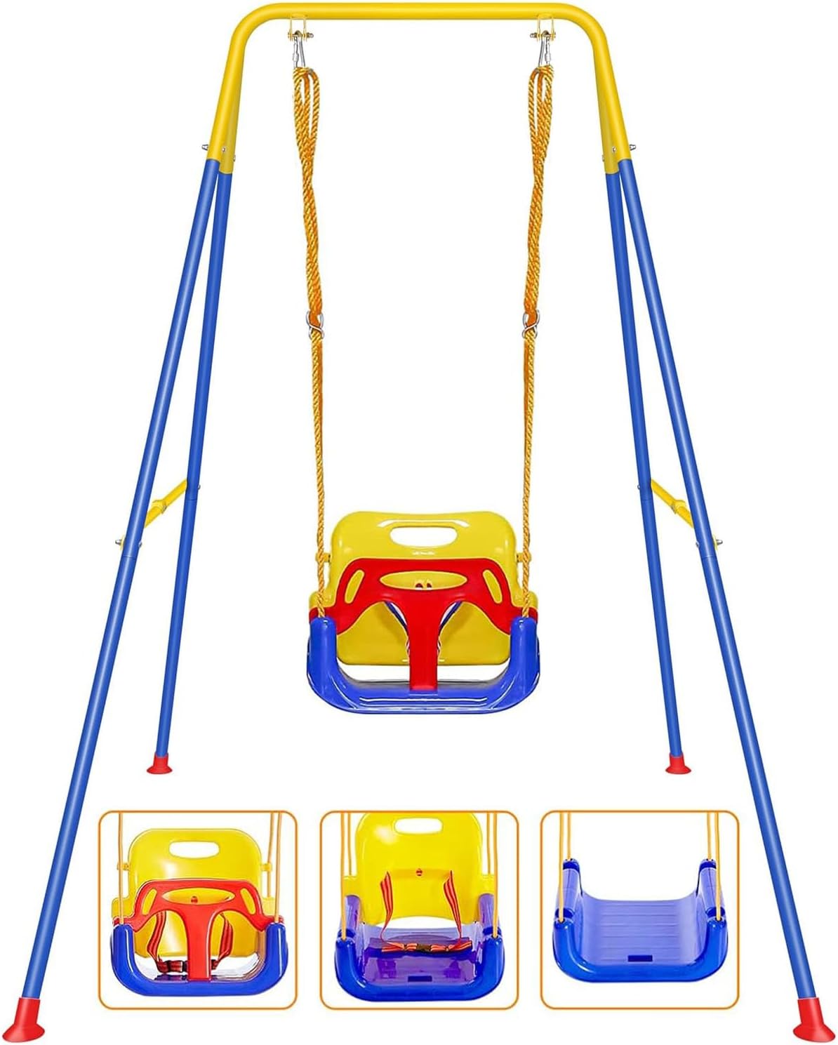 3-in-1 Toddler Swing Set Ages 6M-10Y - FCOUMY