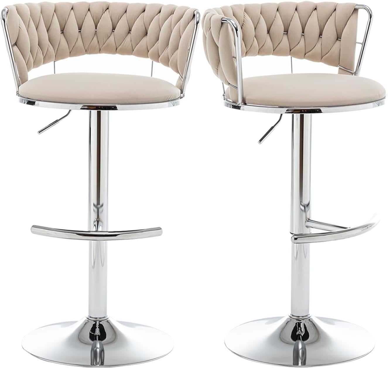 Stylish Velvet Bar Stools Set of 2 for Kitchen Island Use