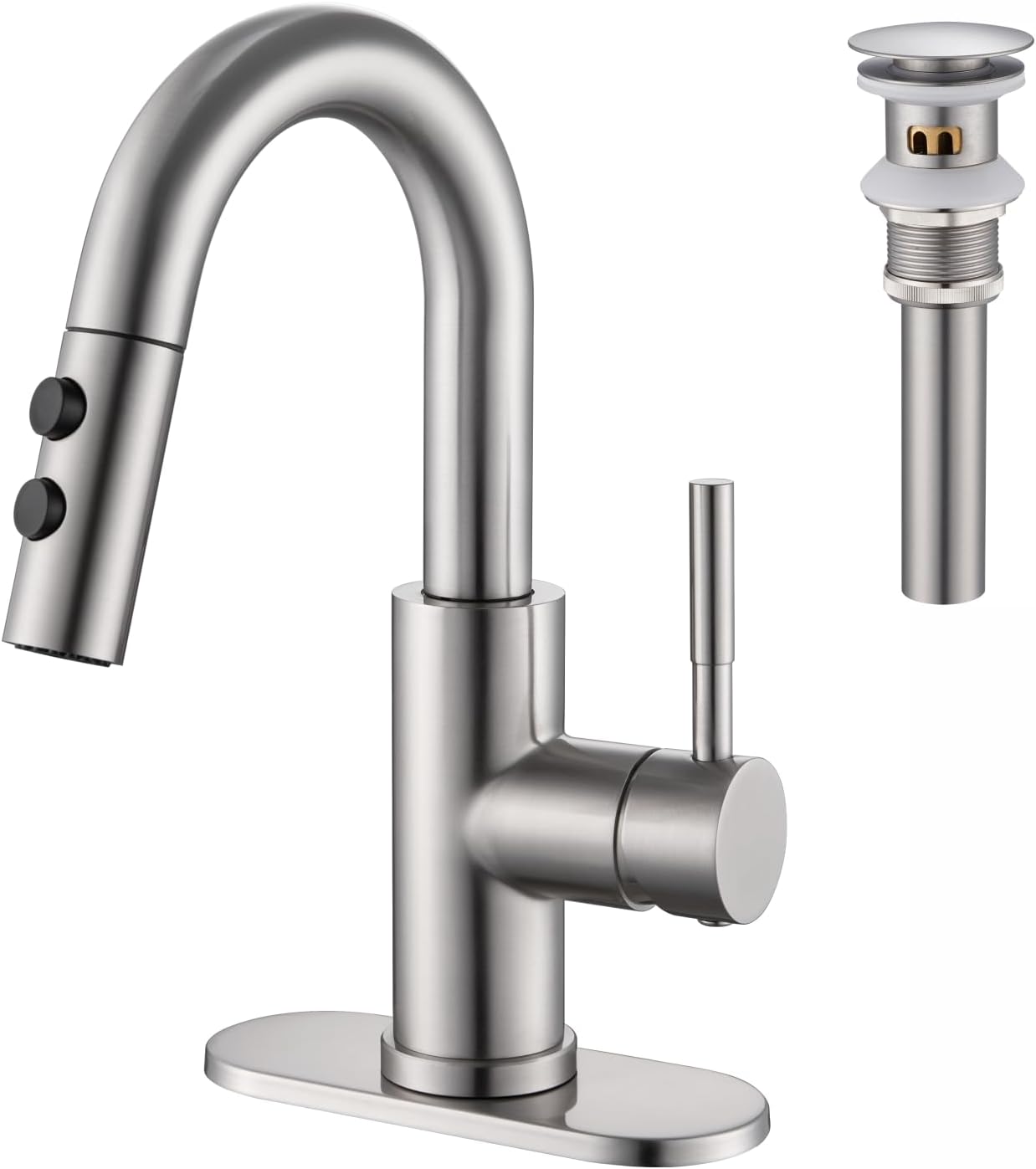 Bathroom Sink Faucet with Pull Down Sprayer for Easy Cleaning