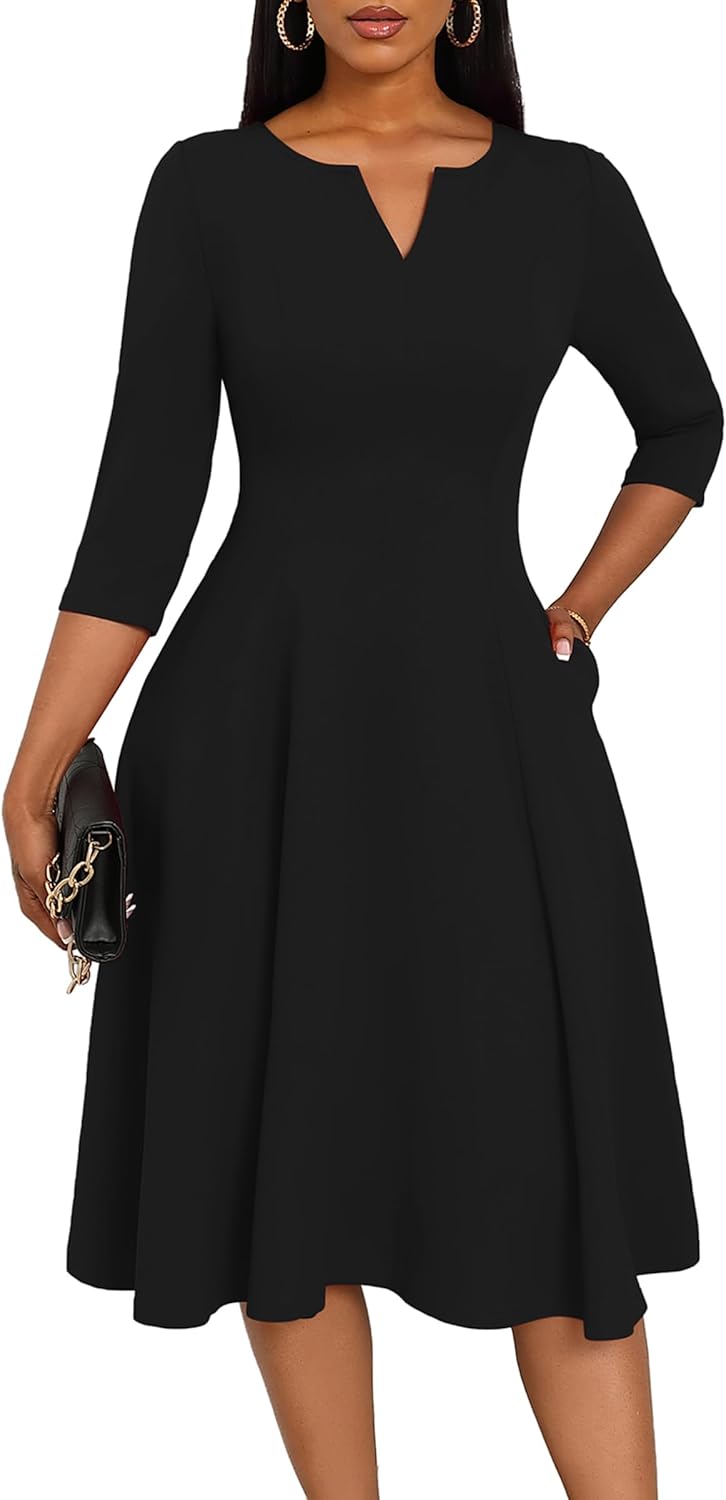 Nmoder Midi Dresses for Women A-Line Fit and Flare Dress