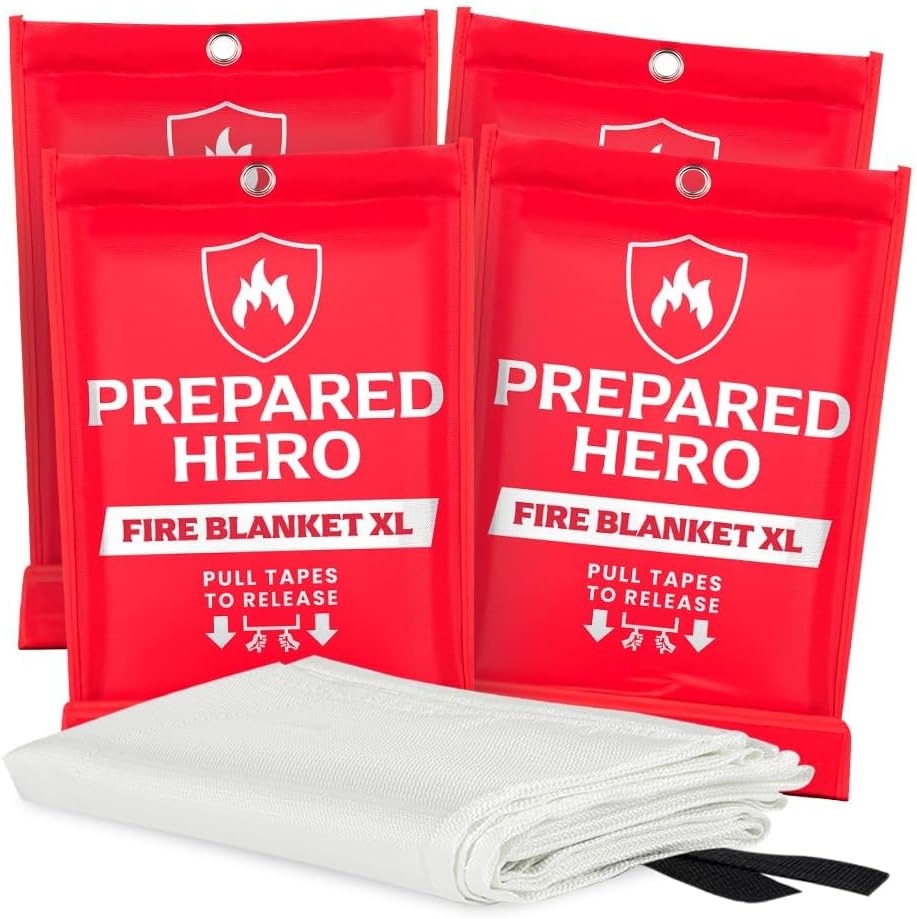 Hero Extra Large Emergency Fire Suppression Blanket 4 Pack